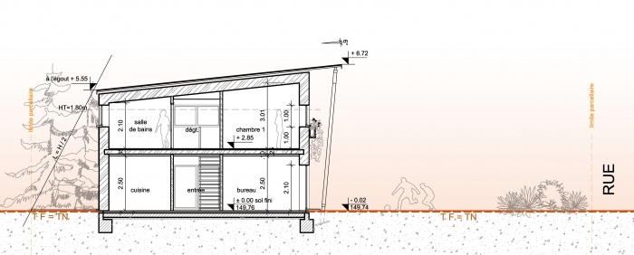 Habitat Individuel / Basse nergie / Ossature bois : coupe1a