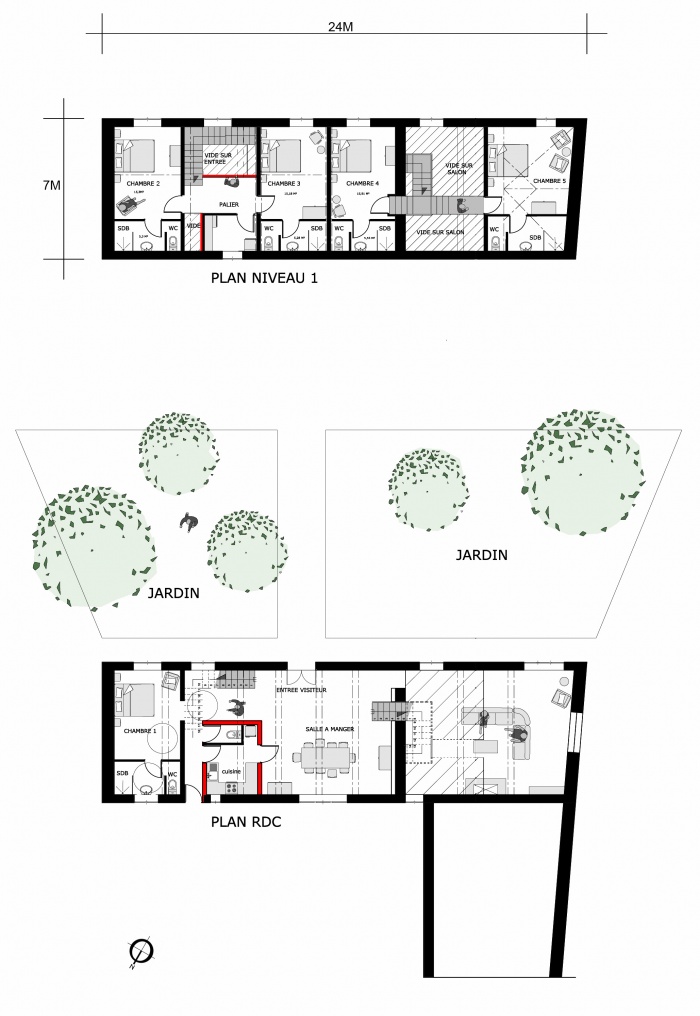 Les Herbes Folles. : Plans Rdc et tage