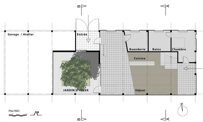 Transformation d'une grange en logement : DAL-PLN-RDC