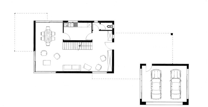Maison contemporaine GMT (77) : Plan du rez-de-chaussée.