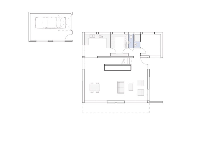 Maison contemporaine  Chanteloup (77) : Plan du rez-de-chausse.