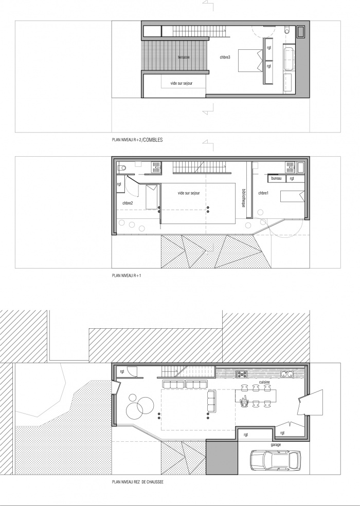 Maison M : plans des niveaux