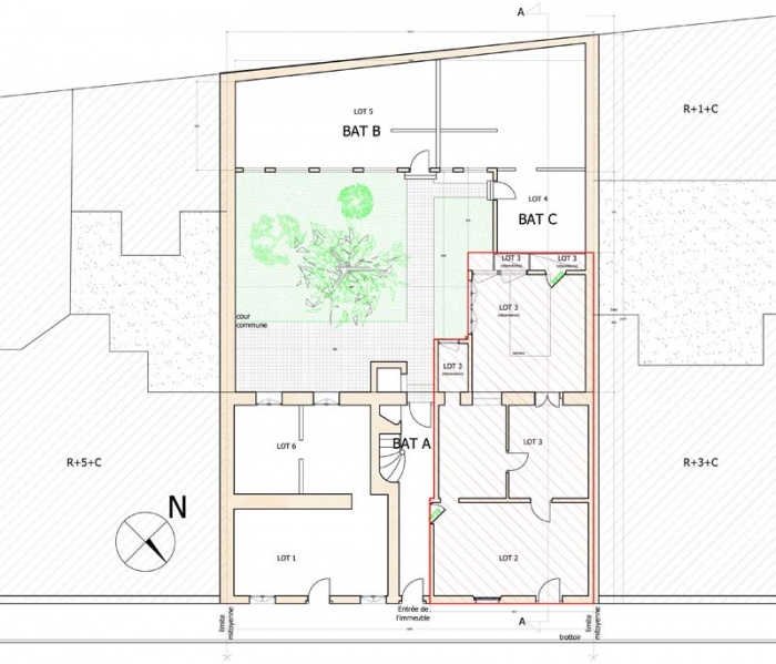 Extension en coeur d'lot / Atelier d'artiste : Plan Masse