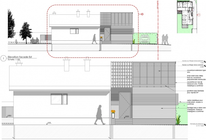 Maison V- une extension en bois : faade longitudinale