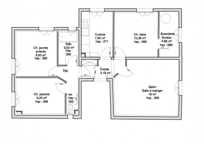 Rnovation d'un appartement avec construction de meubles : plan ex