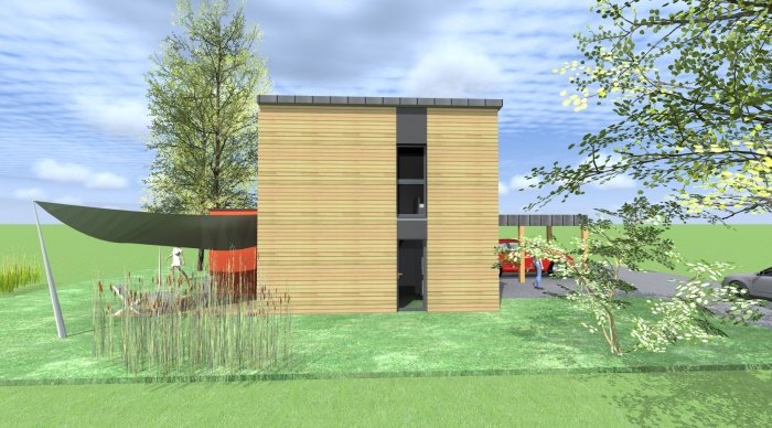 Maison neuve - Projet B : 2- Construction maison bois ossature bois monopente zinc architecte servon sur vilaine
