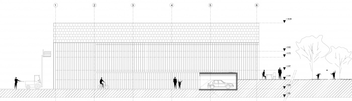 Maison - Atelier : Elevation Sud