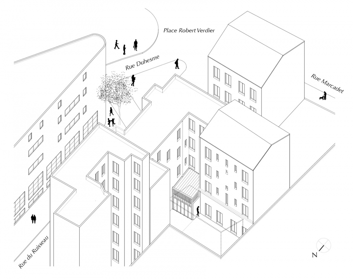 Extension et rnovation d'un appartement sur une cour d'immeuble : RUISSEAU axo